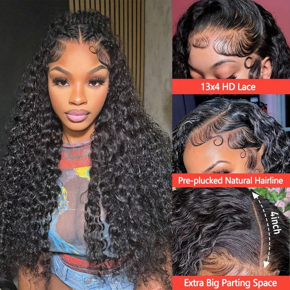 13x6 HD Lace Frontal Human Hair Wig 5x5 HD Lace Closure Wig Pre Plucked Baby Hair Deep Wave Human Hair Wig For Women On Clearance Sale
