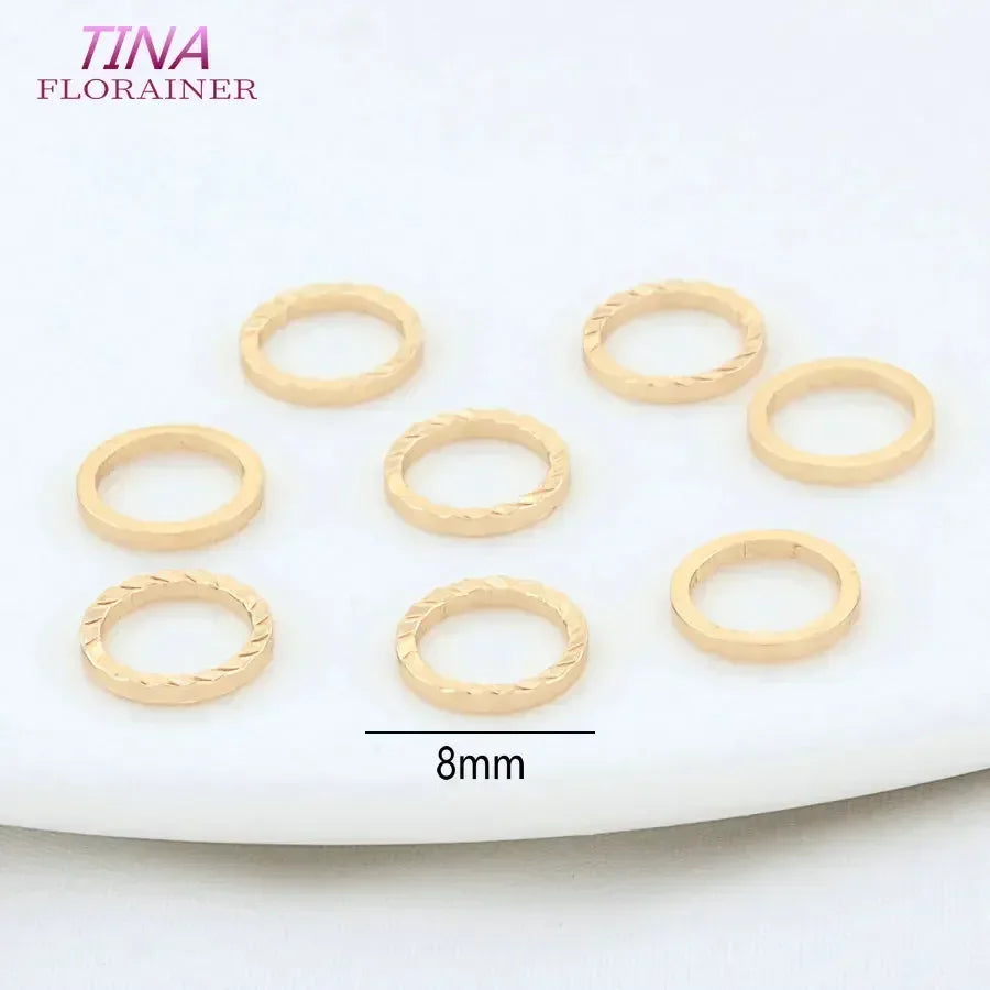 8MM 16MM 20MM 14K Gold Plated Brass Closed Rings Round Circle Charms Pendants High Quality Jewelry Findings Accessories