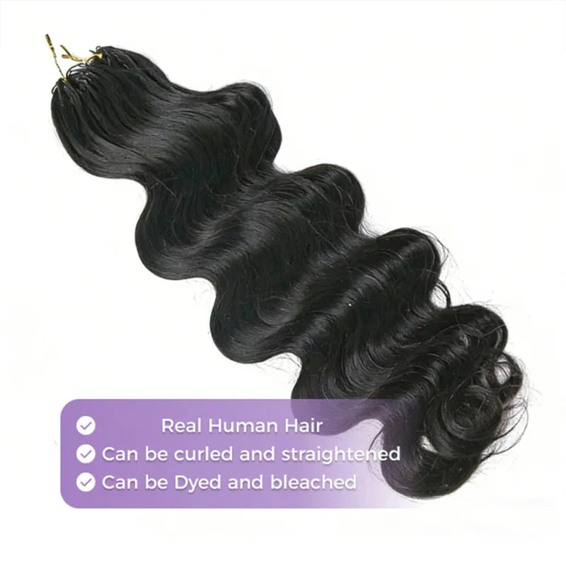 12A Knotless Pre Separated Body Wave Feather Crochet Human Hair Real Hair Extensions For Braiding Twist Feather Line For Women Extensions Wigs Miracle Knots Braiding Hair Extensions Materials Bouncy Water Waves Crochet Human