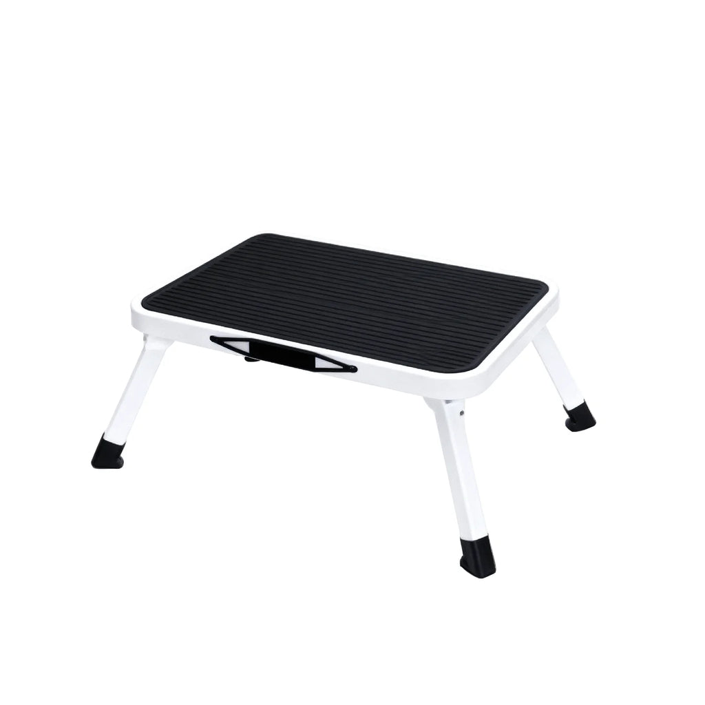 MCQ 1-Step Ladder with Carrying Handle  330lbs Capacity Sturdy Metal Stool Foldable with Non-Slip Platform Rubber Feet  for Home