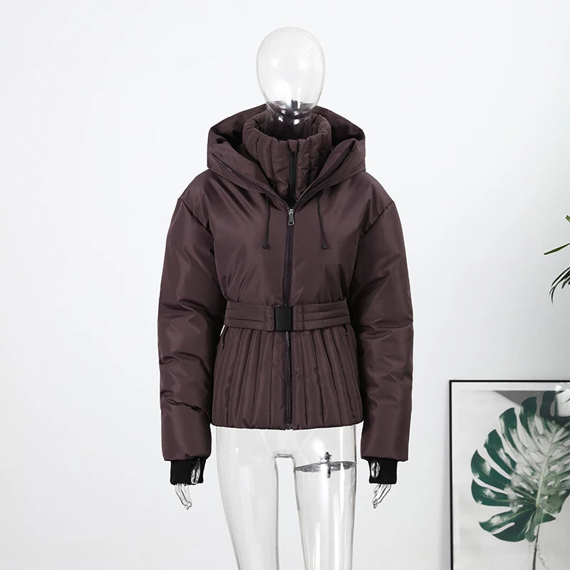 Detachable Sleeve Hooded Quilted Jackets 2026 Winter Ladies Solid 2-in-1 Zippers Waistcoat Cotton Coats Women's Warm Outwear