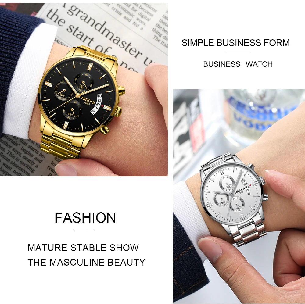 NIBOSI Mens Watches Luxury Top Brand Relogio Masculino Famous Men's Fashion Casual Dress Watch Military Quartz Wristwatches Saat