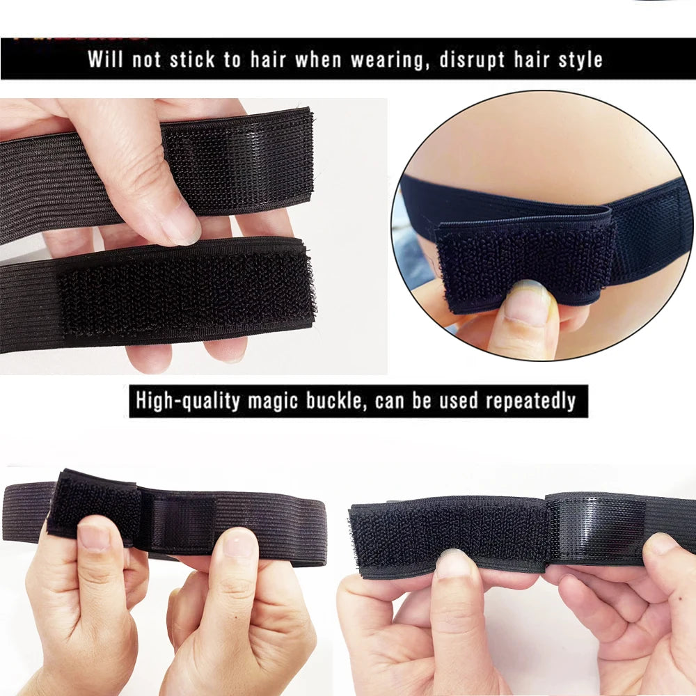 1Pc Hair Elastic Band For Wigs With MagicTape Headband Edge Laying Scarf Edge Wraps For Fixed Lace Wigs Elastic Headband