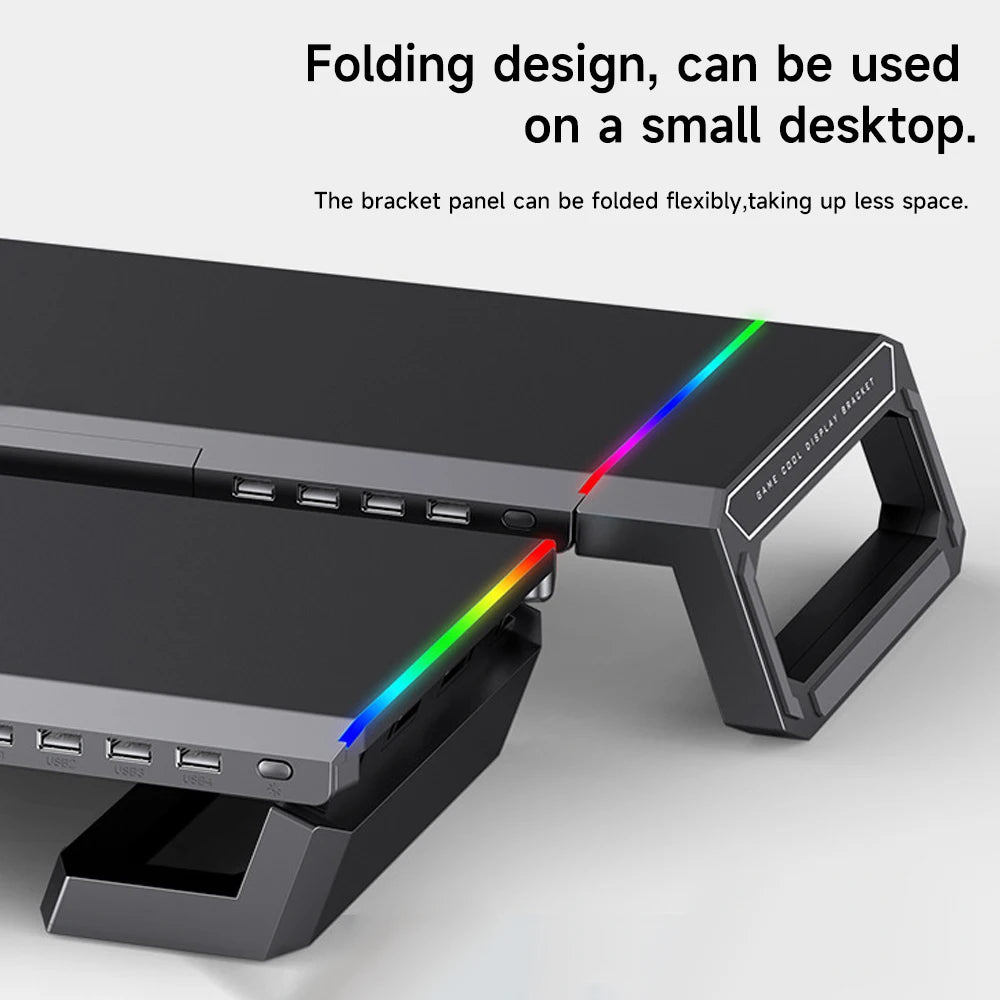 PC Monitor Stand with 3.0 USB Ports Data Transfer Charging Desktop Height Stand Office Laptop Keyboard Stand Storage Shelf Board