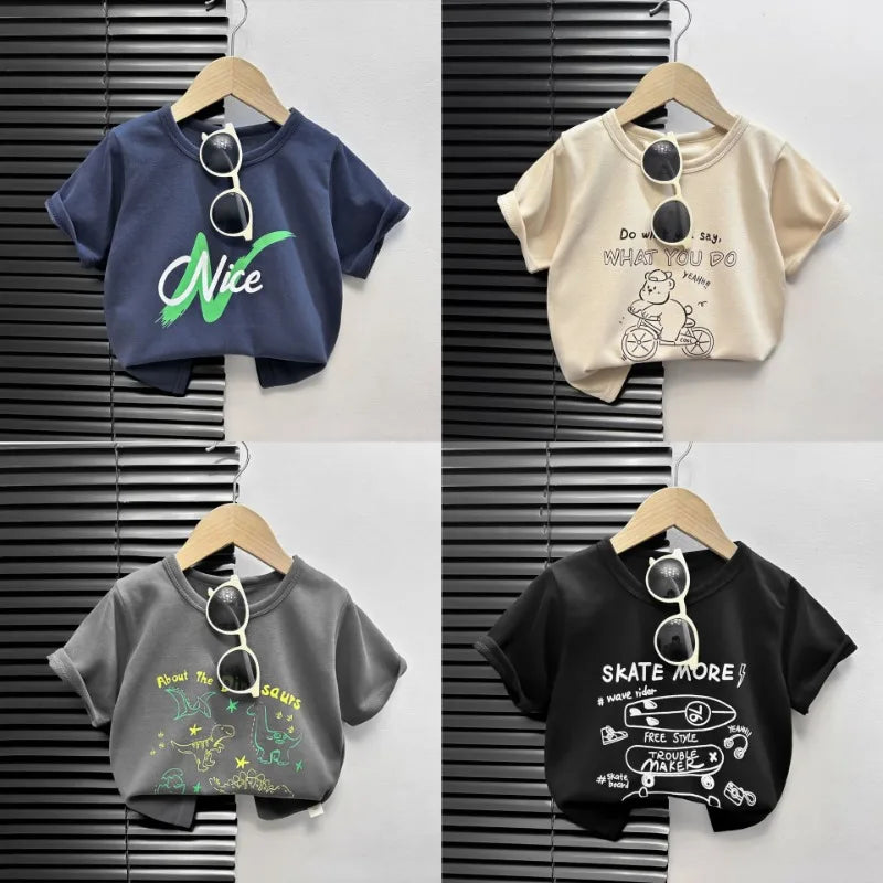 Baby T-shirt New Infant Boy Summer Cotton Cartoon Girl Short Sleeve Loose Casual Top Tees Round Neck Children's Clothing