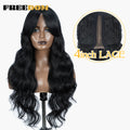 FREEDOM Synthetic Lace Wigs For Black Women Long 28 inch Body Wave Wavy Middle Part Lace Wig Ombre Blonde Brown Cosplay Wigs
