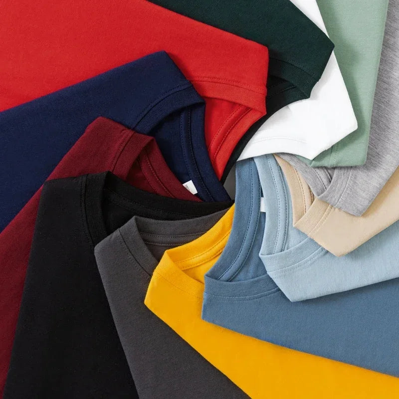 Men's Solid Color round Neck Long Sleeve T-Shirt Cotton Summer Comfortable Breathable Casual Top in Various Colors