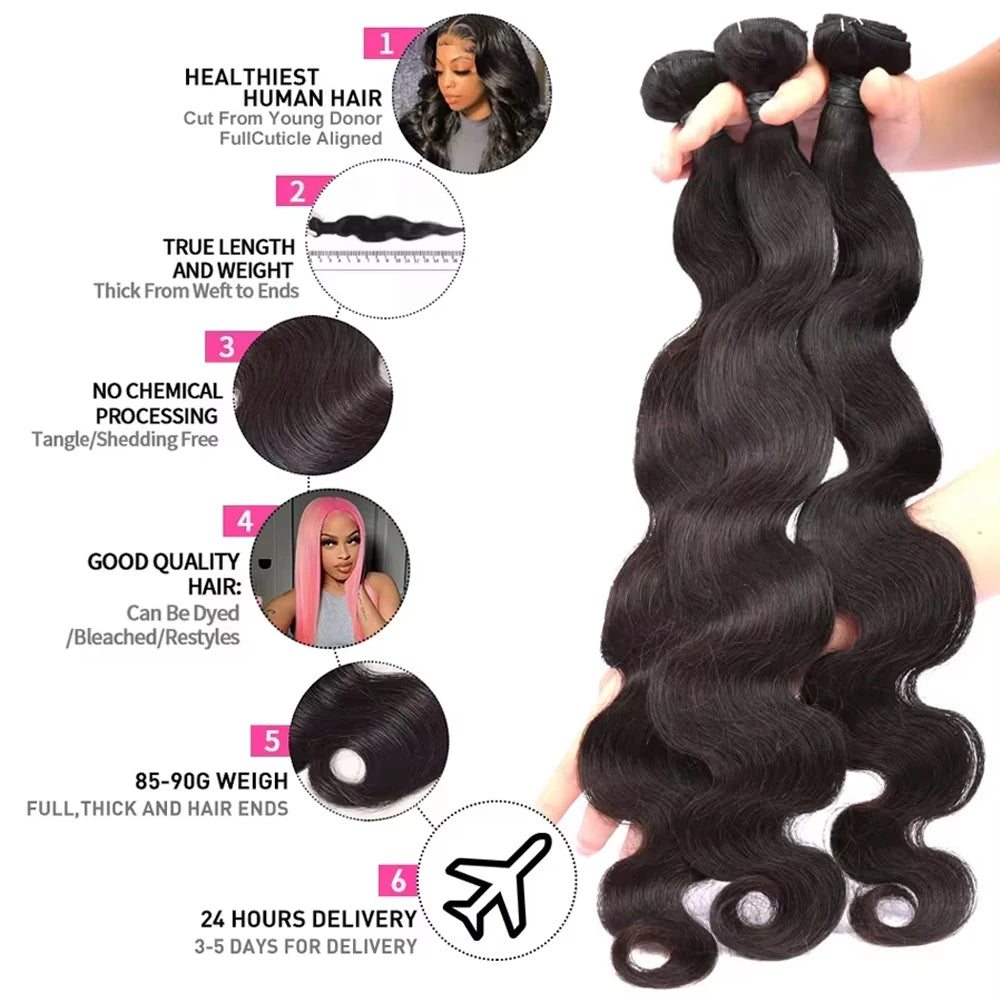 Raw Indian Human Hair Bundles Body Wave 3 4 Bundles 28 30 Inch Virgin Remy Hair Extensions For Women Sew In Quick Weave Bundles