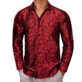Luxury Shirts for Men Silk Long Sleeve Pink Paisley Slim Fit Male Blouses Casual Formal Tops Breathable Barry Wang