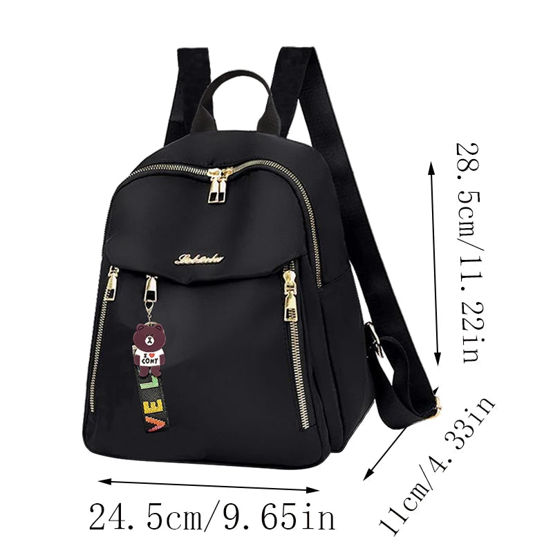 Chic Minimalist Motorbike Backpack Soft Nylon Fabric, Compact Fashion Rucksack for Outdoor Leisure Weekend Short Trips