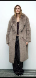 New Faux Fur Coat Winter Long Style Fashion Faux Fox Fur Coat Women Puffy ZF1576