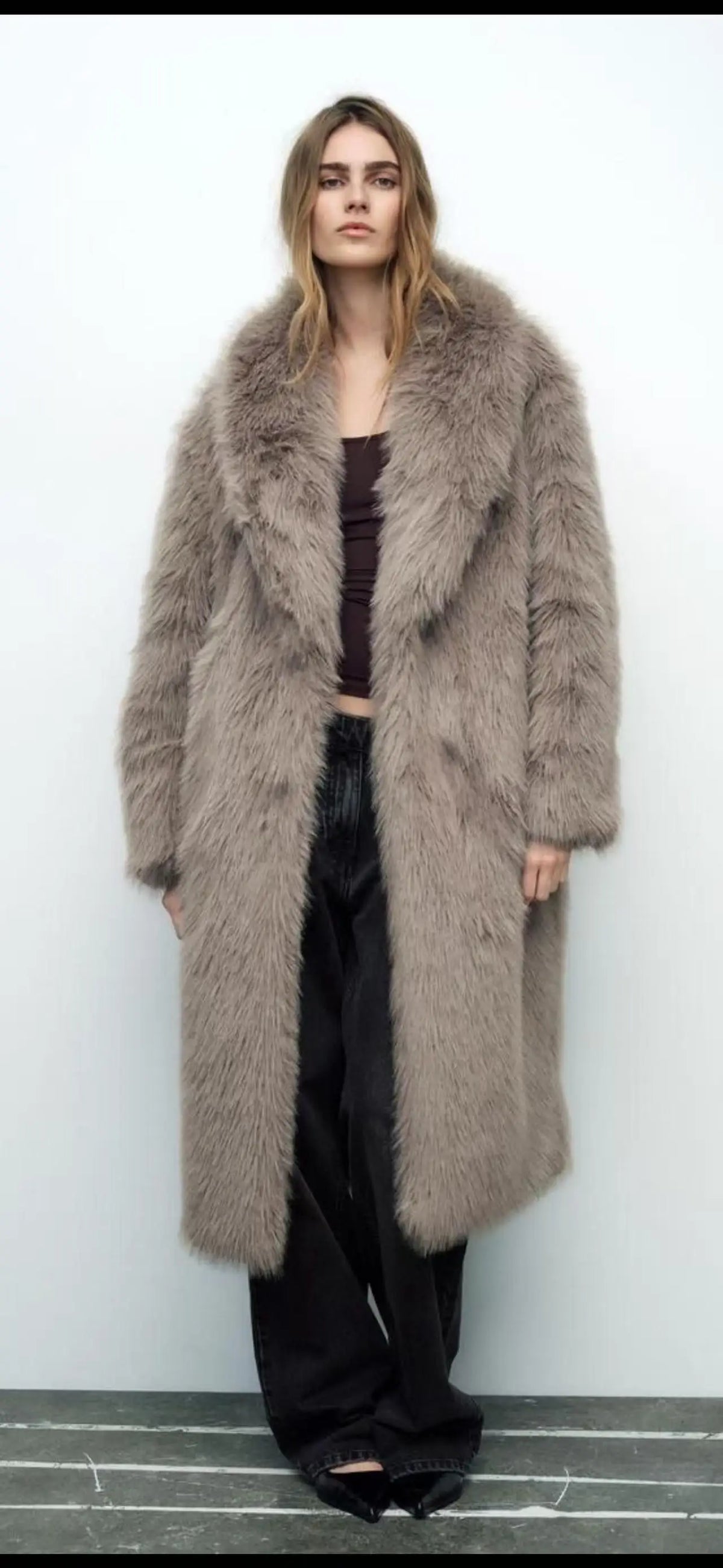 New Faux Fur Coat Winter Long Style Fashion Faux Fox Fur Coat Women Puffy ZF1576