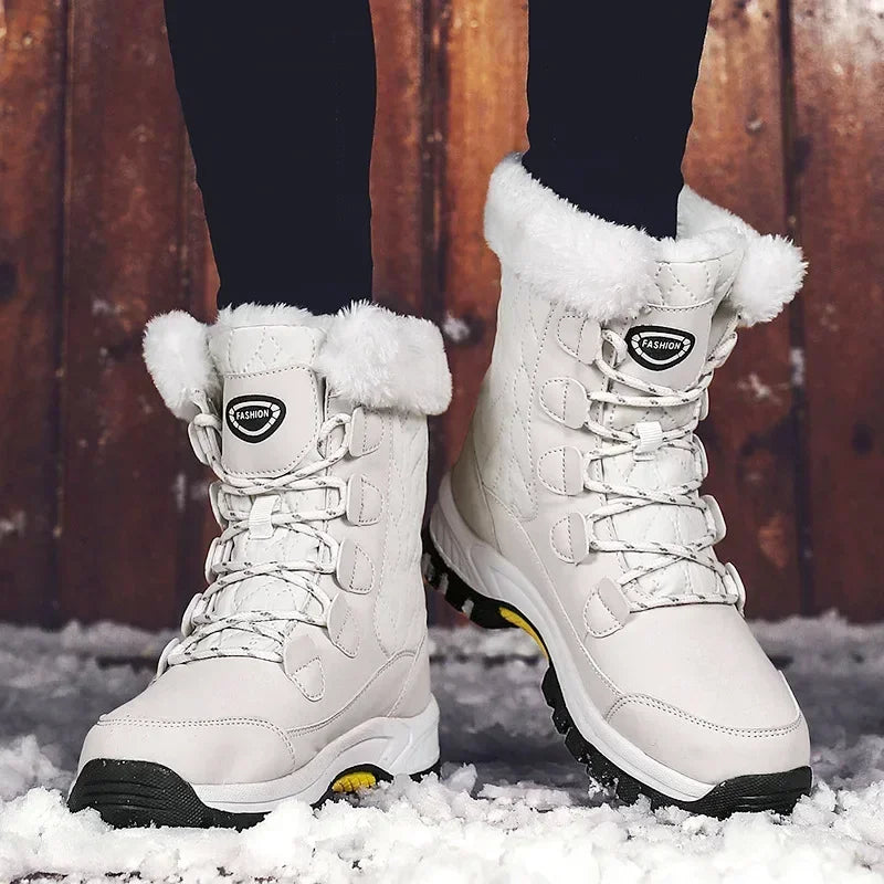 Women's winter boots, mid calf warm lined snow boots, non slip warm shoes, fashionable casual women's boots 2025