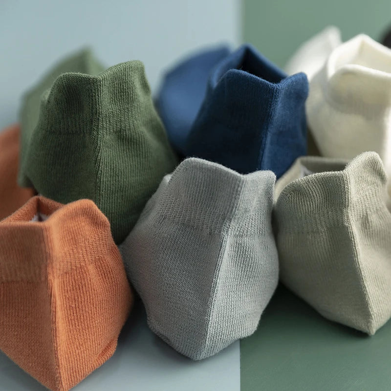 5 Pairs High Quality Men Cotton Breathable Fashion Colorful Leisure Boat Sock Short Sock Solid Color Socks For Male Ankle