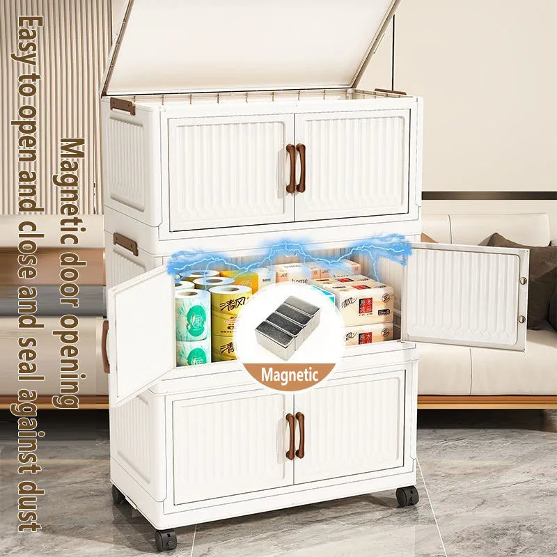 Thickened Home Storage Cabinet for Babies Living Room Bedroom No-Install Plastic Snack Cabinet Multi-Purpose Organizer