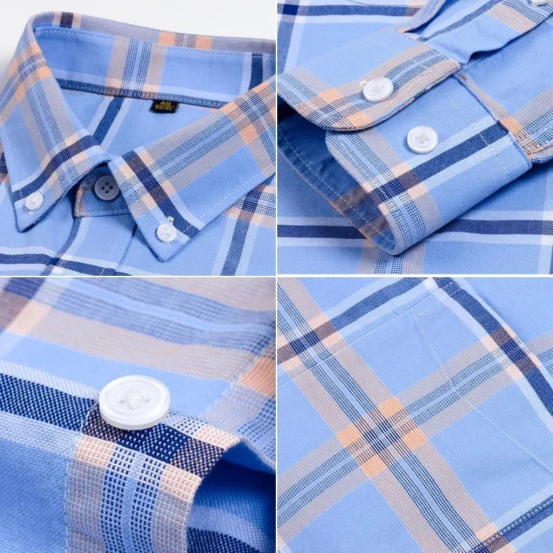 New 100% Cotton Men's Shirt Long Sleeve Casual Fashion Soft Social Business Solid Color Oxford Shirt 7XL 8XL