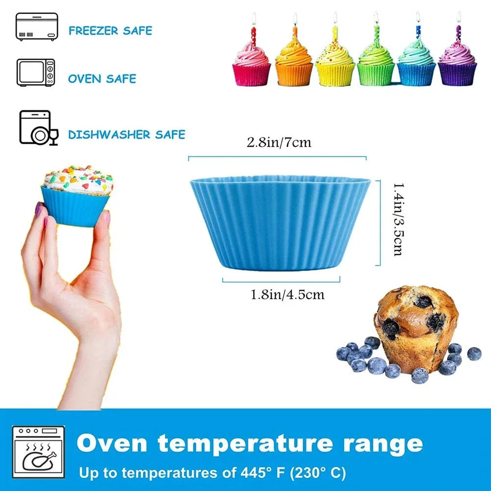 12pcs/Set Silicone Cake Mold Round Shaped Muffin Cupcake Baking Molds Kitchen Cooking Bakeware Maker DIY Cake Decorating Tools