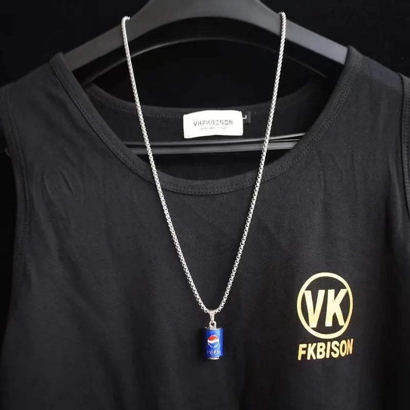 Coke Can Pendant Men's Personality Cool Hip-hop Necklace European and American Couple Internet Celebrity Accessories Wholesale