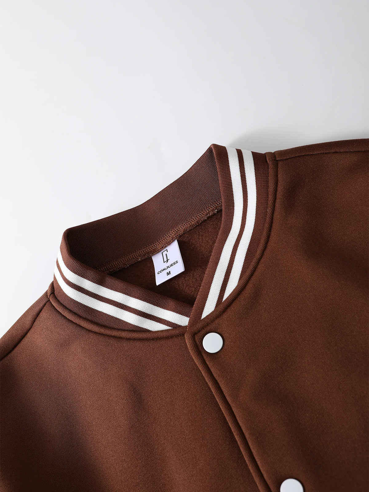 Men's Coffee White Colorblock Baseball Jacket Spring Fall Streetwear Loose Varsity Coat