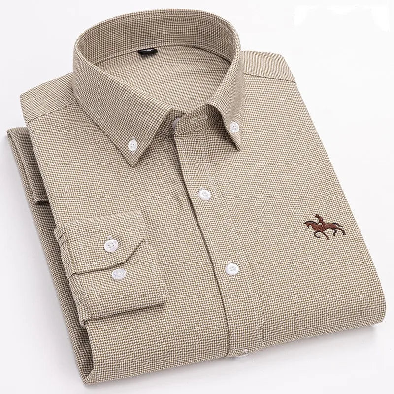 100% Pure Cotton Oxford Shirt For Men's Long Sleeve Casual Business Regular-Fit Formal Dress Shirts Social Blouse Male Clotheing