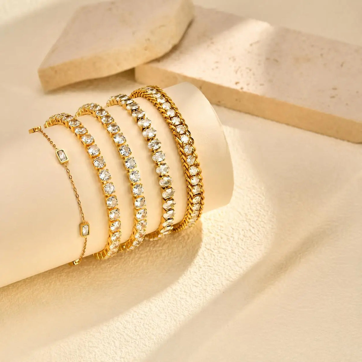 Crystal CZ Bracelet Waterproof, Tennis Hand Chain Bracelets For Women, Stainless Steel Wholesale Jewelry