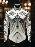New Men's Style Long Sleeved Shirt with 3D Floral Print Stripes, Casual Street Fashion, Long Sleeved Shirt Top