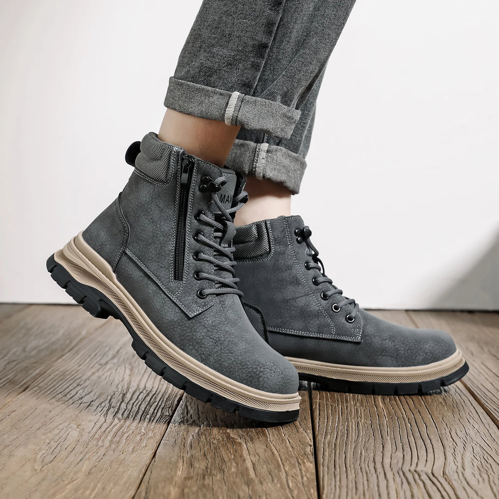 Safety Boots Brown Waterproof Men's Steel Toe Shoes Work Anti-drop Anti-piercing Strong Durable Protective Shoes Indestructible