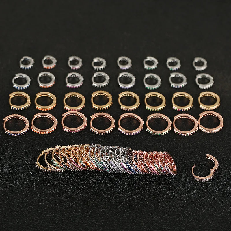 Cute Rainbow Small Hoop Earrings Crystal Multicolor Zircon Stone Tiny Huggies Minimal Round Circle Earring Piercing 6/8/10/12mm