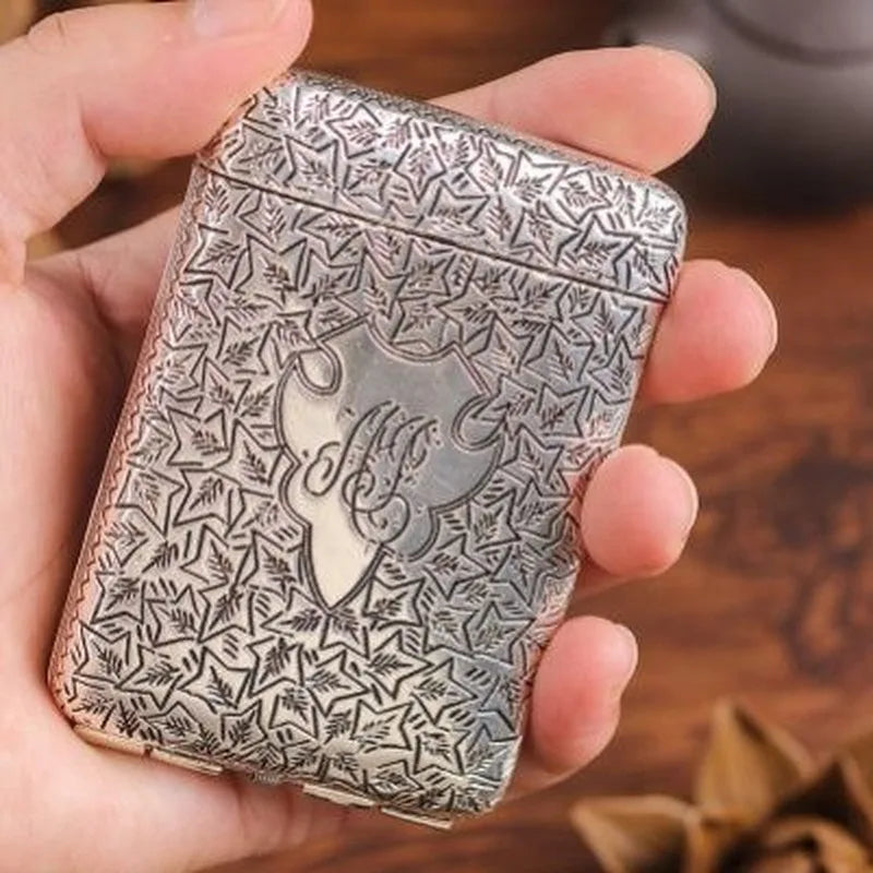 Retro Metal Hand-carved Cigarette Case for 14 Man Cigarettes Peaky Blinders Shelby Style Flick Box Holder Portable Smoking Tools