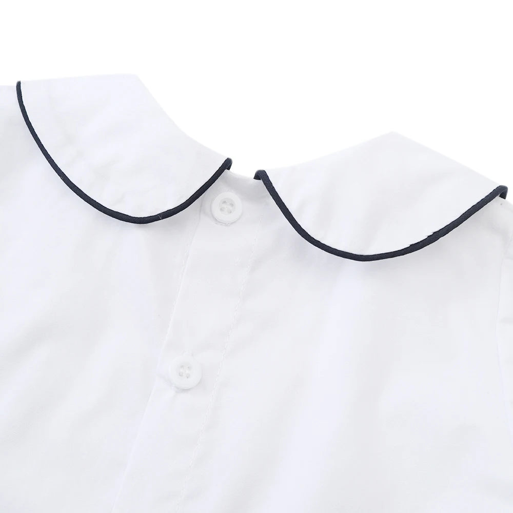 Baby Boy's 2 Pieces Summer Boutique Clothing Set Smocking Boat Design for Infant Daily Dress Toddler School Uniform Cotton Suit