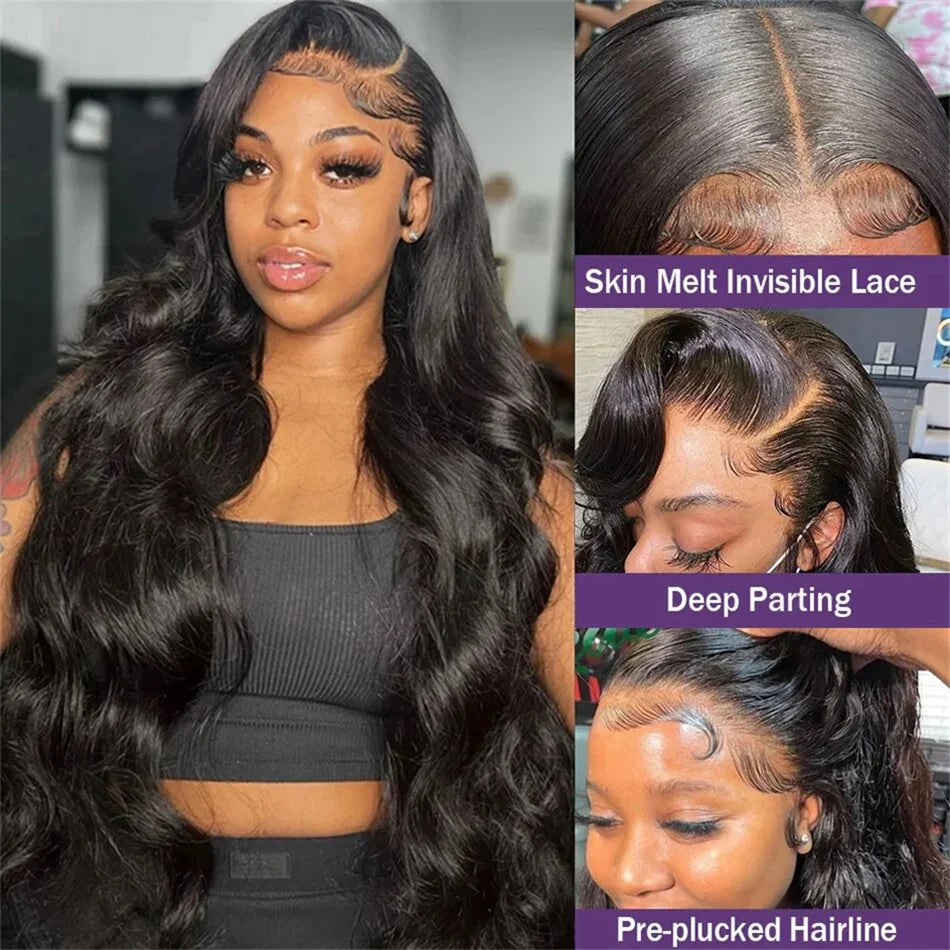 36 Inch Body Wave 13x6 HD Lace Front Wigs Human Hair Wigs Glueless Transparent 13x4 Lace Frontal Wig For Women Pre Plucked