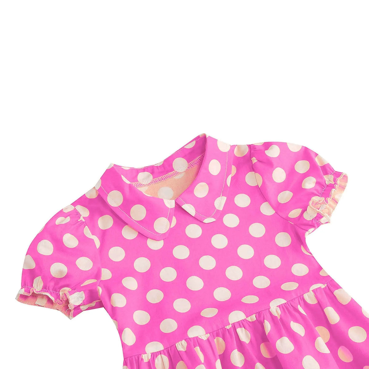 Girls Vintage Polka Dot Summer Dresses Elegant 50s Turn Down Collar Short Sleeve Princess Cocktail Dress Children'S Clothing