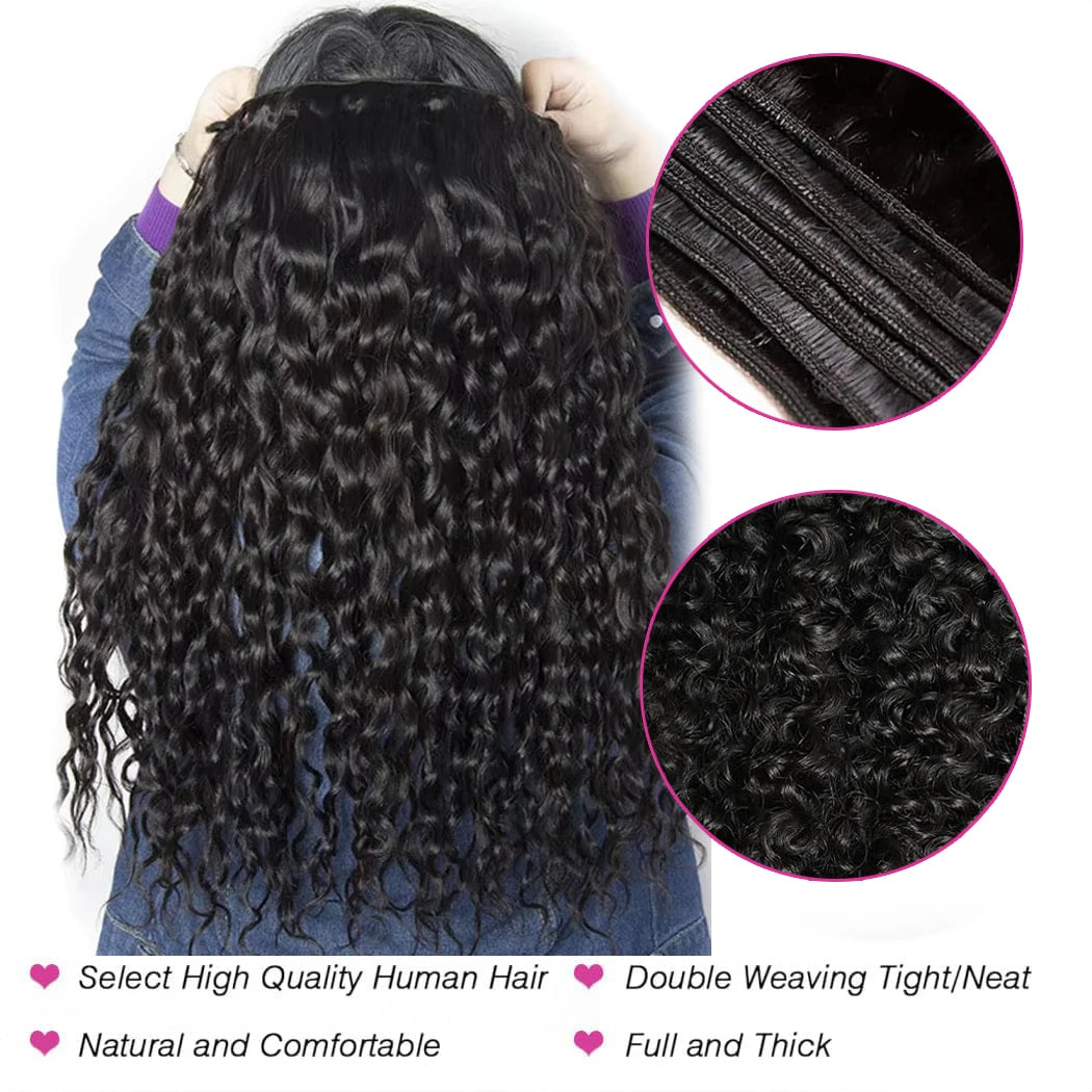 12A Water Wave Bundles Human Hair 100% Virgin Human Hair Extensions Brazilian Weaving PerisModa Natural Black Human Hair Bundles