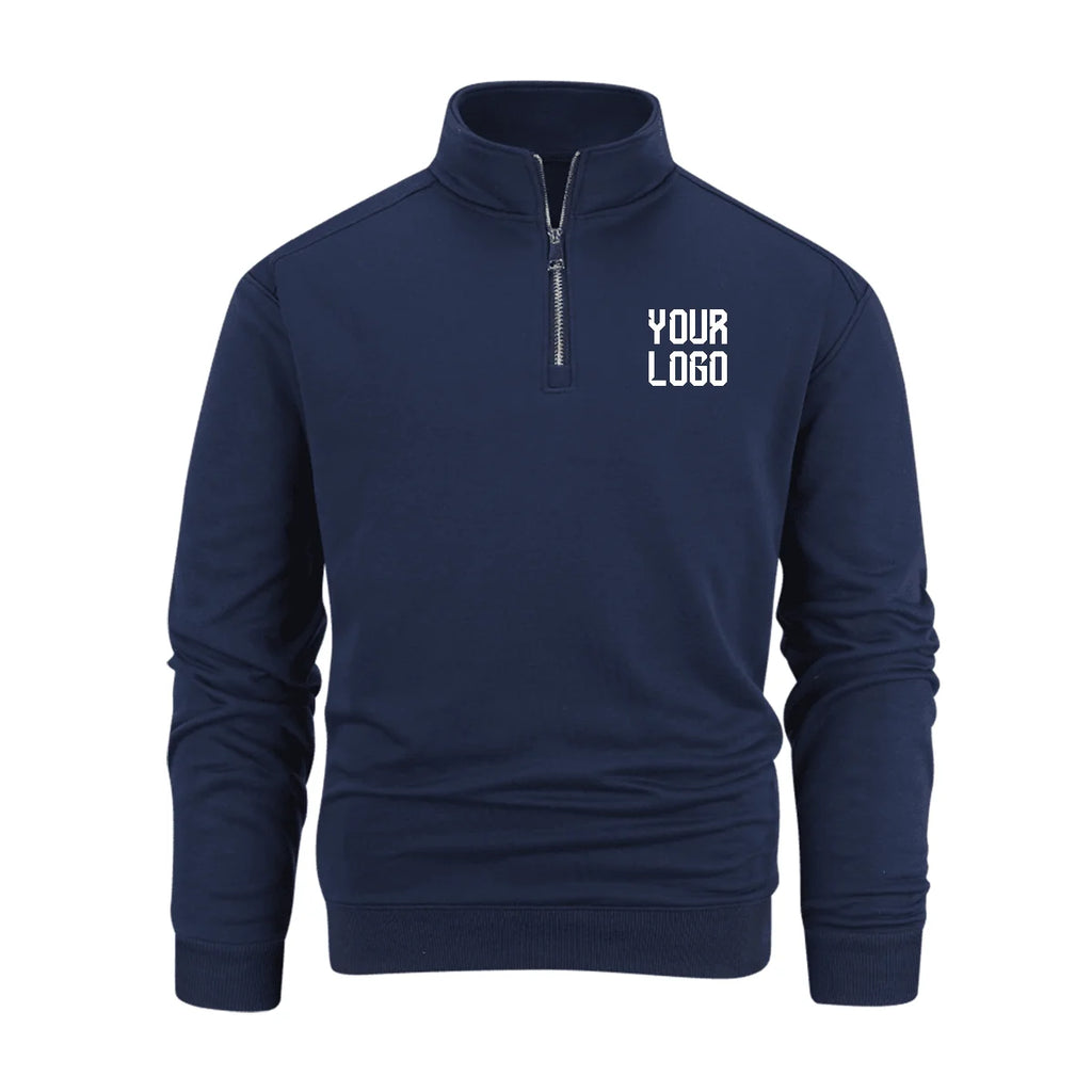 2026 Autumn and Winter Men's Casual Stand Collar Metal Half-Zip Sweater, Supporting Custom Logo