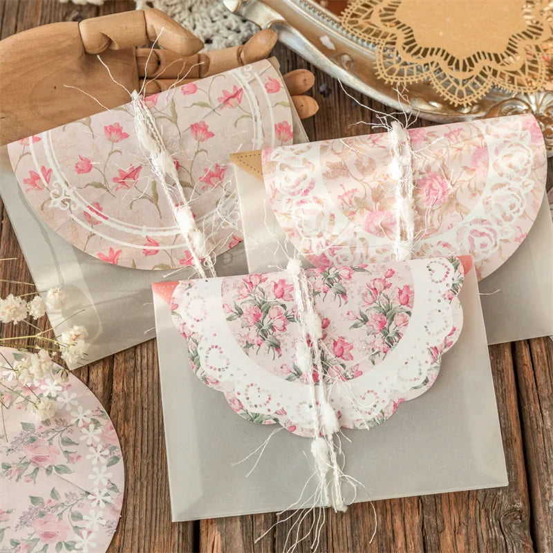 30Packs Memo Book Flower Story Flower Lace Message Notebook Letters Between Flowers DIY Decoration Material Note 150*115MM