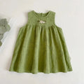 Bear Leader Korean Version Plain Color Girls Casual Dresses Summer Flower Embroidered Sleeveless Vest Dress Children's Clothing