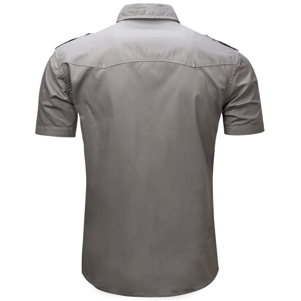 2025 New Fashion Men's Short Sleeve Safari Shirt Tops Summer 100% Cotton Solid Color Casual Cargo Work Shirts with Pocket