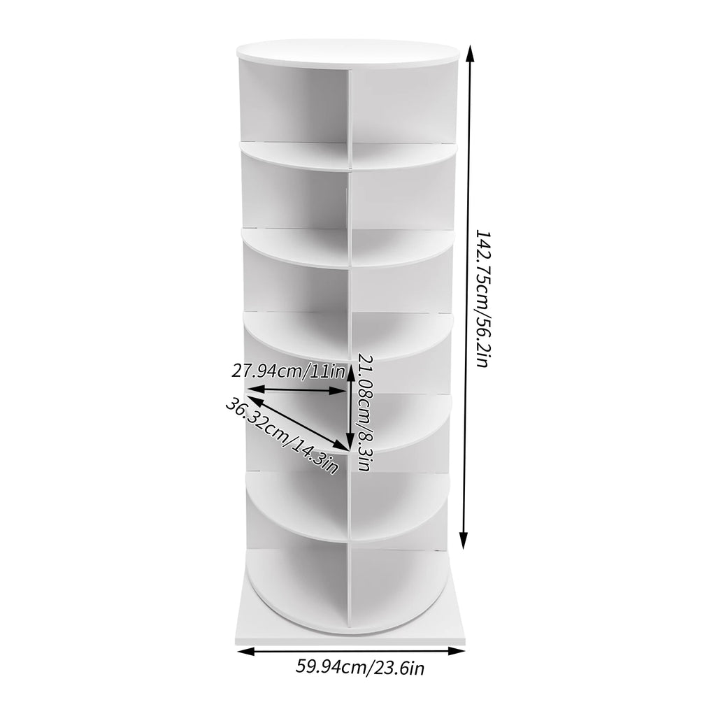 360° Rotating Shoe Rack 6-Tier 24 Pairs, Large Capacity Corner Floor Standing Shoe Organizer for Entryway Living Room