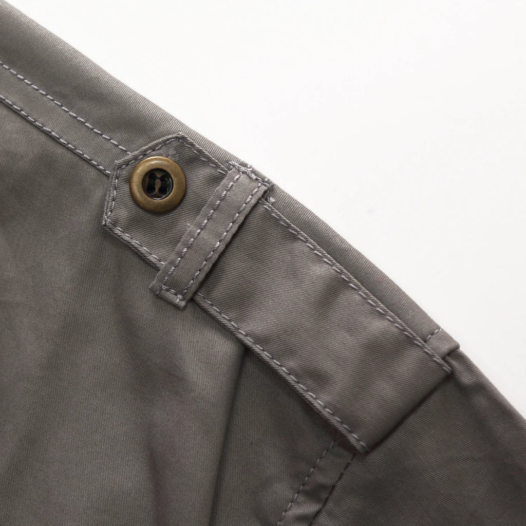2025 New Fashion Men's Short Sleeve Safari Shirt Tops Summer 100% Cotton Solid Color Casual Cargo Work Shirts with Pocket