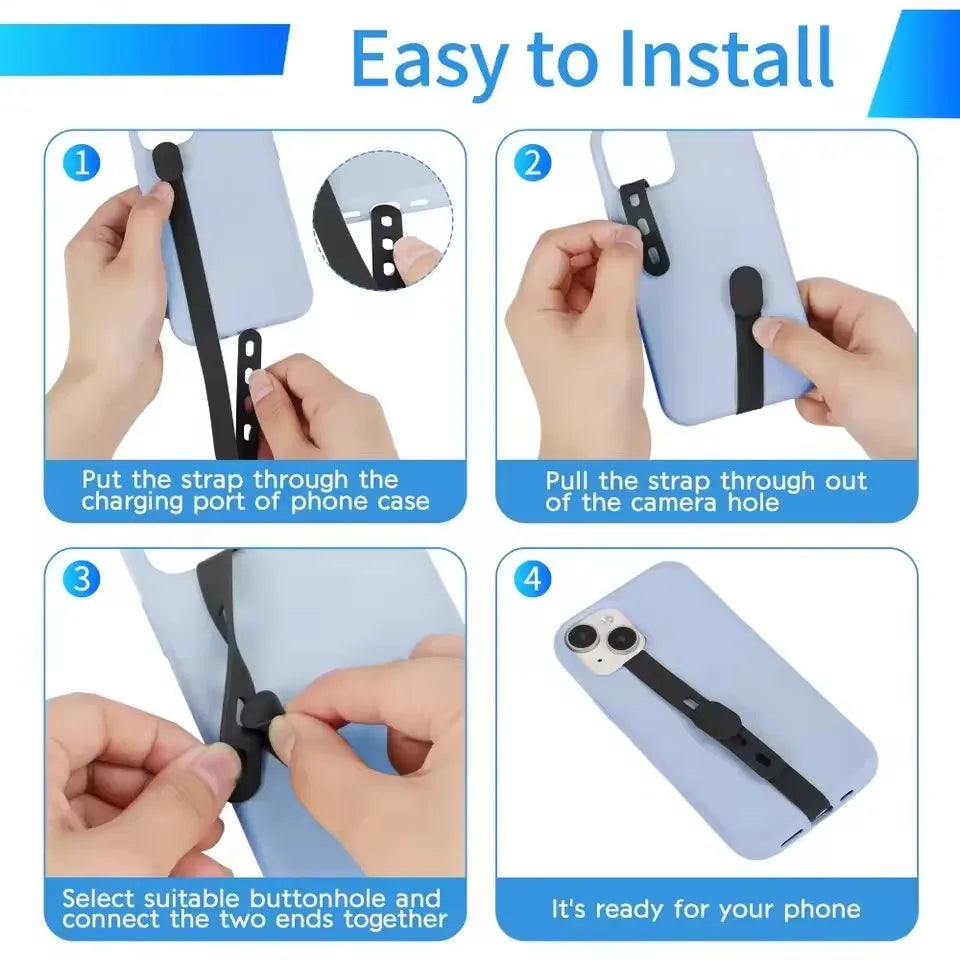 Portable Silicone Phone Strap Adjustable Anti-lost Phone Case Wristband Elastic Phone Hand Band Phone Accessories