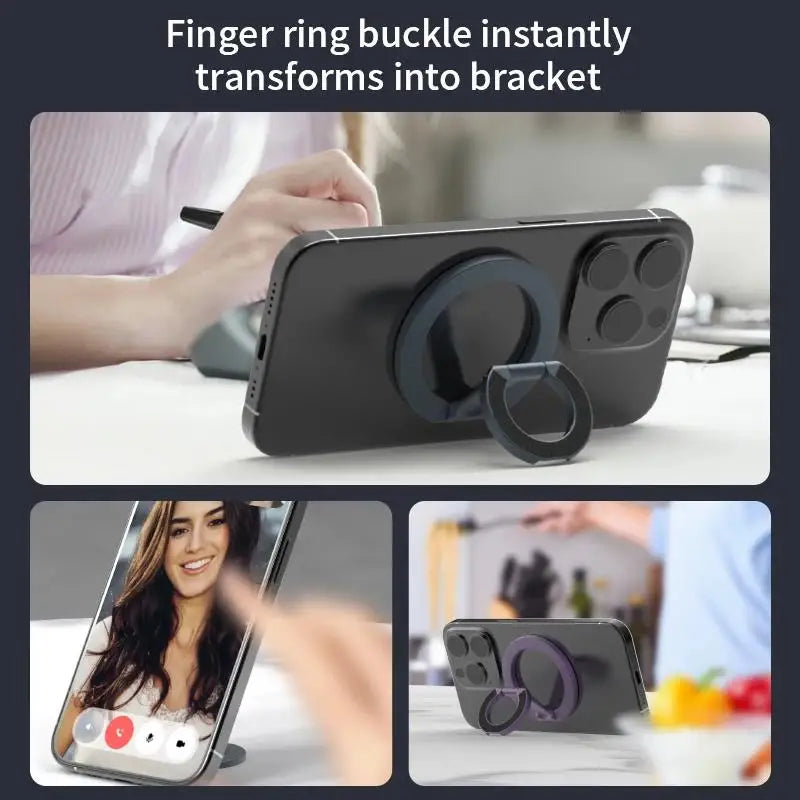Double Sided Magnetic Phone Ring Holder Portable Desk Bracket Folding Cell Phone Stand Phone Accessories For Magsafe For iPhone