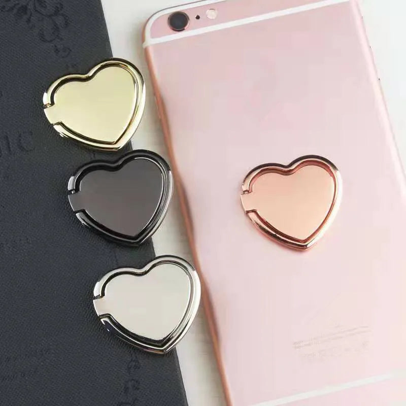 2Pcs Heart Pattern Mobile Phone Finger Ring Holder Phone Accessories