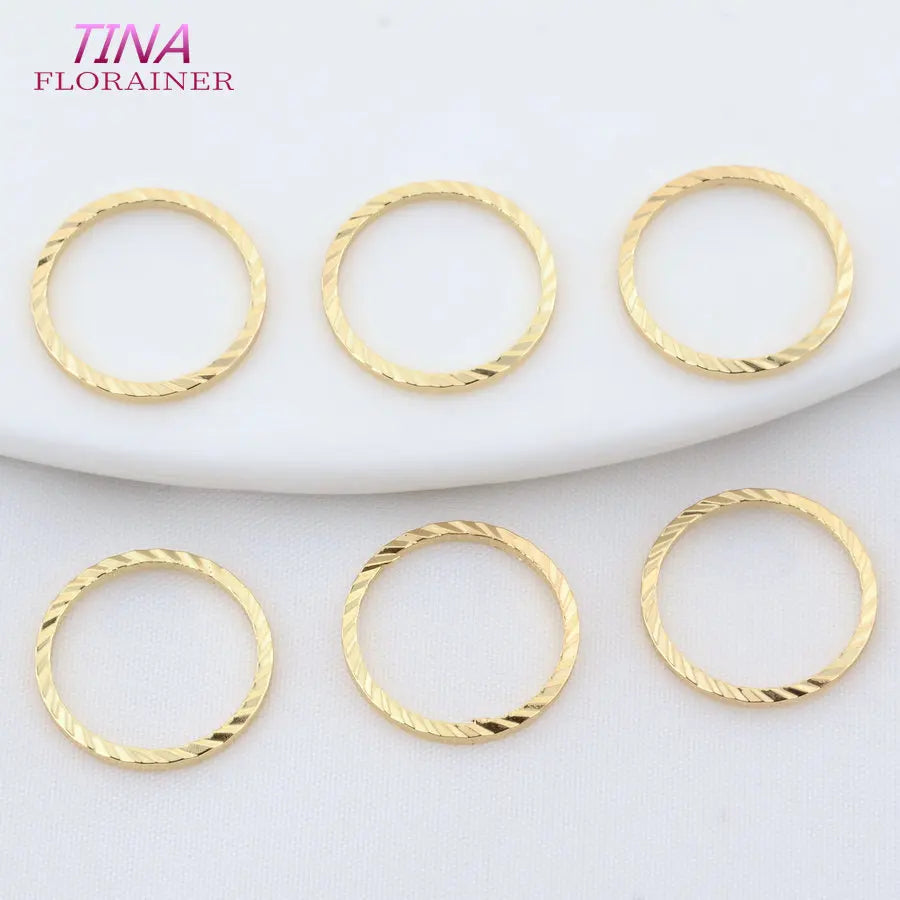 8MM 16MM 20MM 14K Gold Plated Brass Closed Rings Round Circle Charms Pendants High Quality Jewelry Findings Accessories