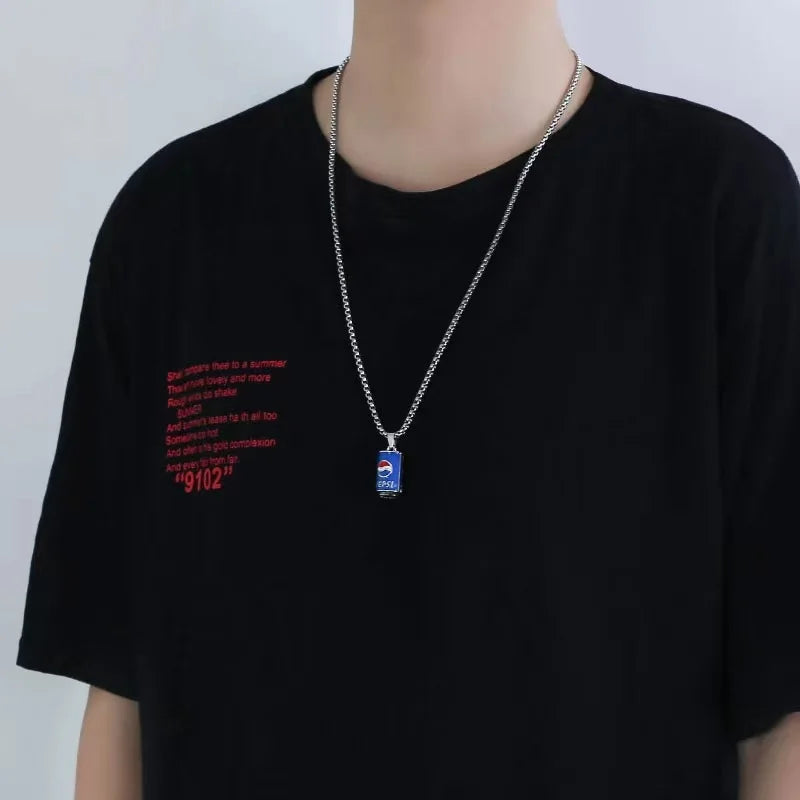 Coke Can Pendant Men's Personality Cool Hip-hop Necklace European and American Couple Internet Celebrity Accessories Wholesale