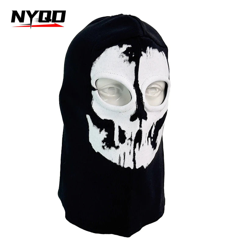 Motorcycle Balaclava Full Face Mask Skull Print Motorbike Full Face Mask Windproof Skiing Head Neck Warmer Bicycle Helmet Liner