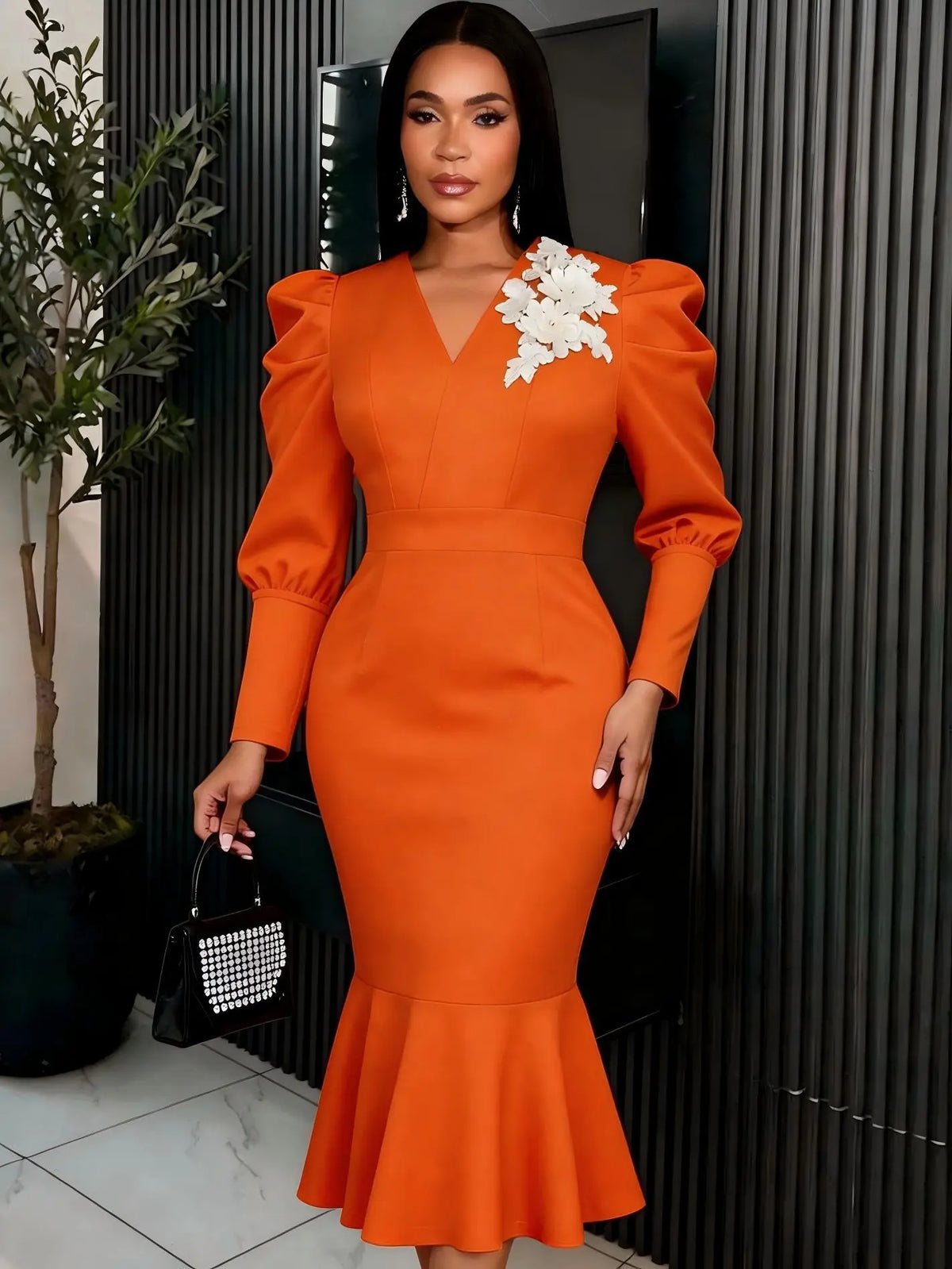 Long evening dresses Women casual elegant party dresses three dimensional floral prom dress gathered sleeves summer dress hxy307