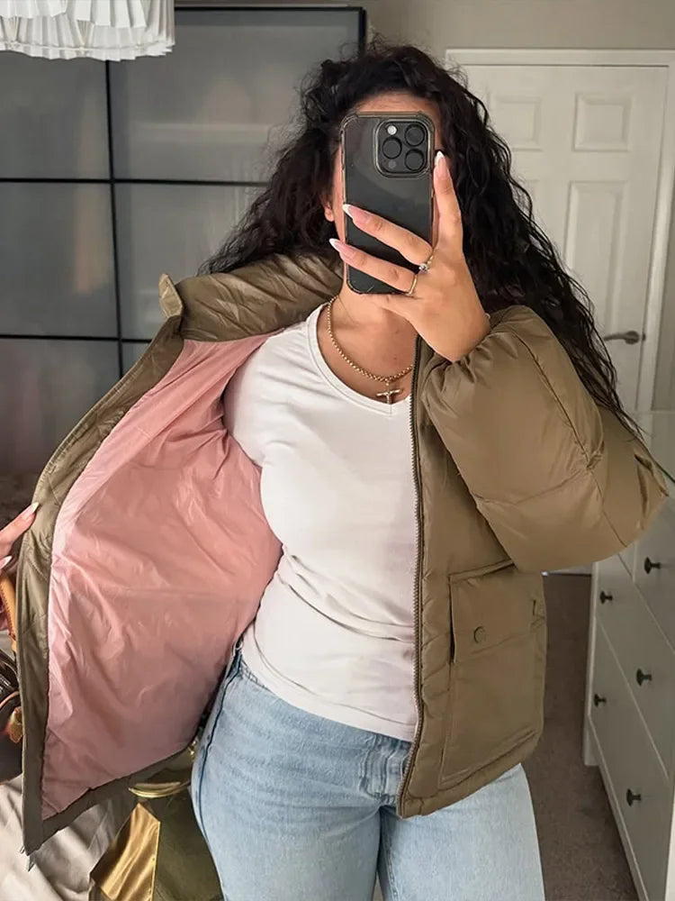 Lightweight Puffer Women's Warm Down Jacket Hooded Jackets Oversized Casual Chic Cotton Coat 2025 Winter New Female Outerwear