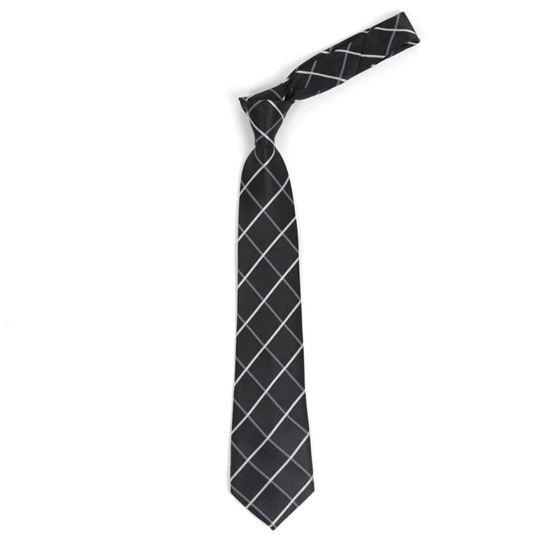 Men Ties Classic Business Necktie Black Stripes Plaid Solid Tie for Man Gifts Neck Tie for Wedding Party Accessories