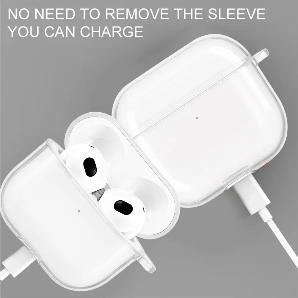 Transparent Frosted Earphone Case for Air Pods 4 New Soft TPU Protective Cover with Hook Strap Accessories Protective Cases