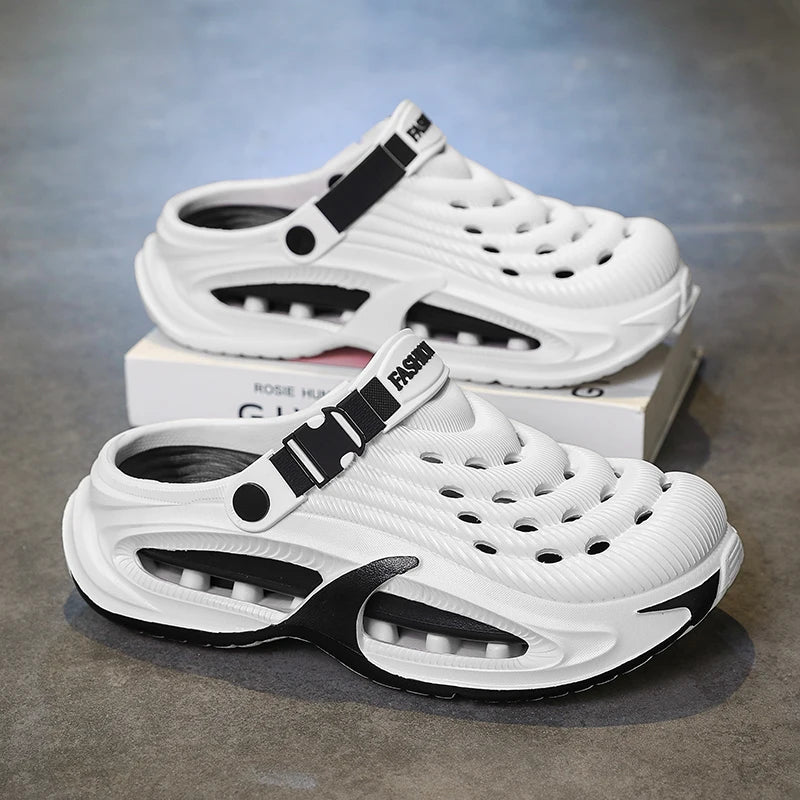 Fashion Sandals Hollow Platform Clogs EVA Cushion Slides Anti-odor Outdoor Beach Slippers Walking Sandals Men Women Size 36-47